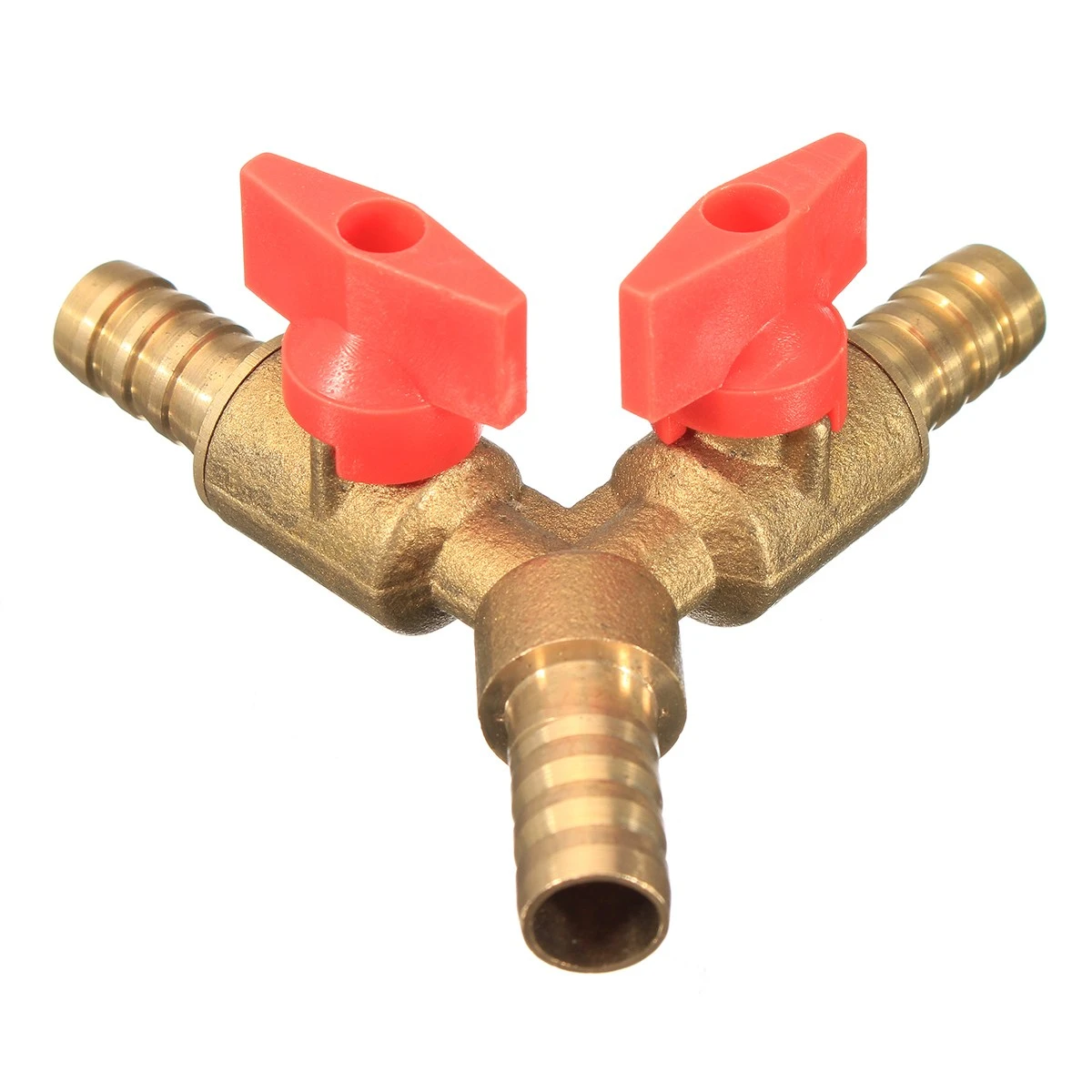 Clamp Tee Brass Y 3-Way Shut off Ball Valve Fitting Hose Fuel Gas 3//8/" 10mH*bMFS