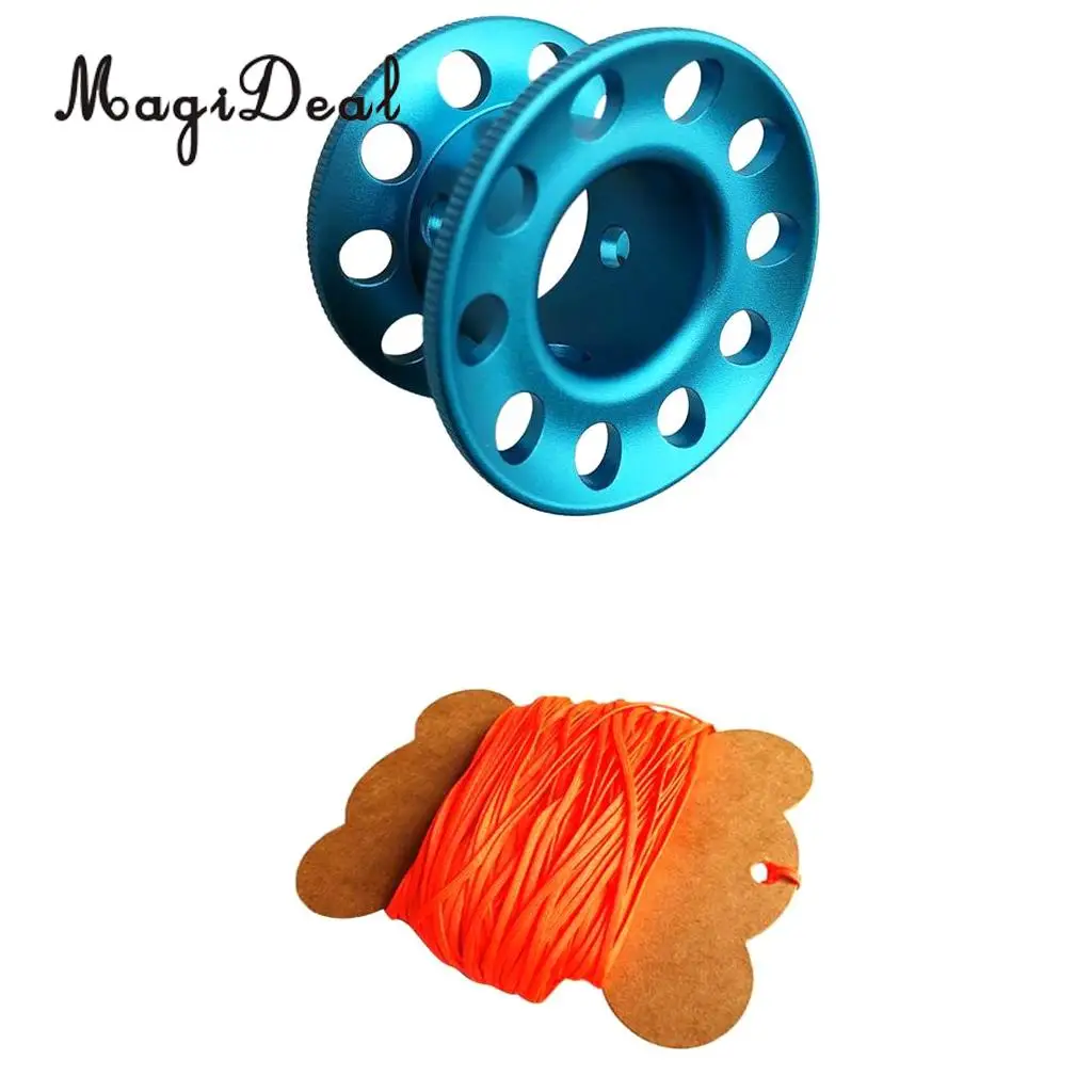 Scuba Diving Finger Spool Reel + 2mm 50m/164ft High Visibility Strong Strength Flat Dive Guide Line Snorkeling Diver Accessories