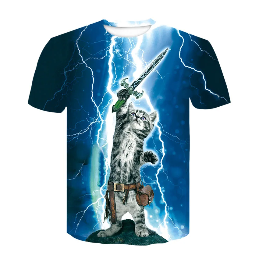 

Men's casual short-sleeved T-shirt with 3D animal and kitten pattern, and high quality half-sleeved clothing of thundercat perso