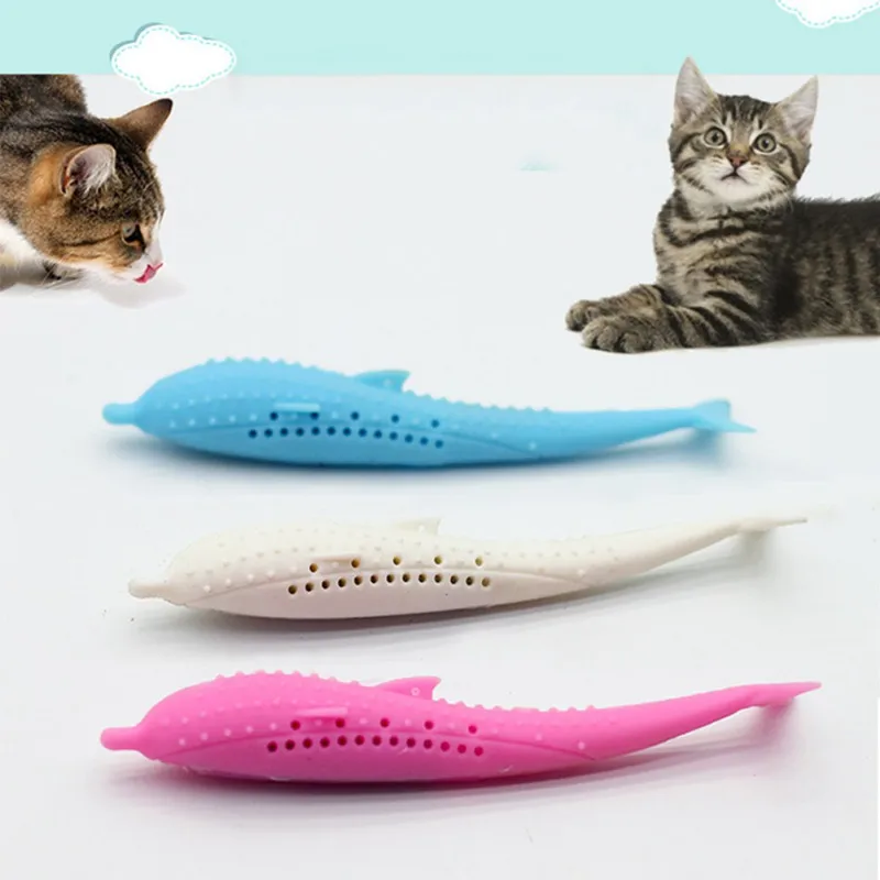 

Soft Silicone Mint Fish Cat Toy Catnip Pet Cat Toy Clean Teeth Toothbrush Chew Bad Breath Tartar Teeth Cleaning Cat Toy Supplies