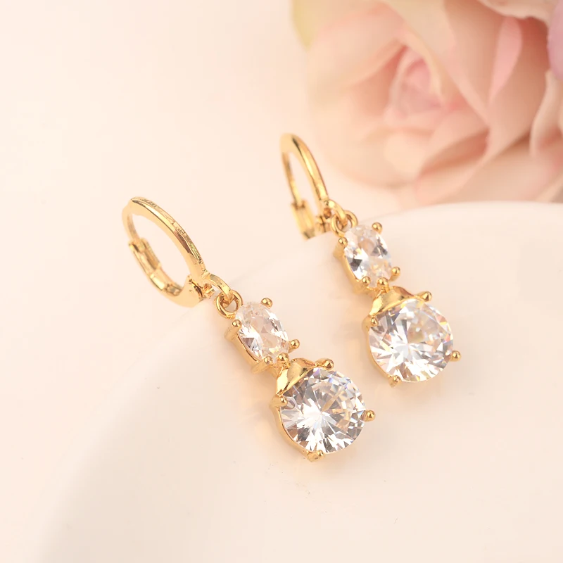 Cute cz gold drop Earrings rhinestone Crystal animal Earrings for Girls