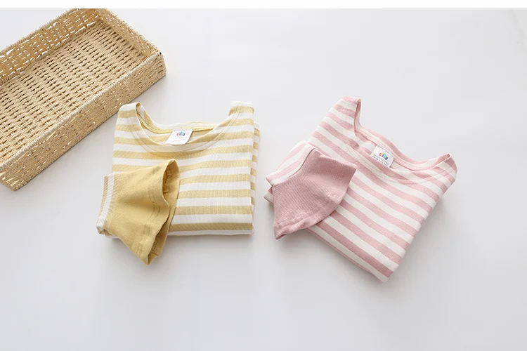 2018 Spring Autumn 2-11 12 Year Teenager Children Sweet Striped O-Neck Baby Long Flare Trumpet Sleeve Kids Girls Basic T-Shirts (11)