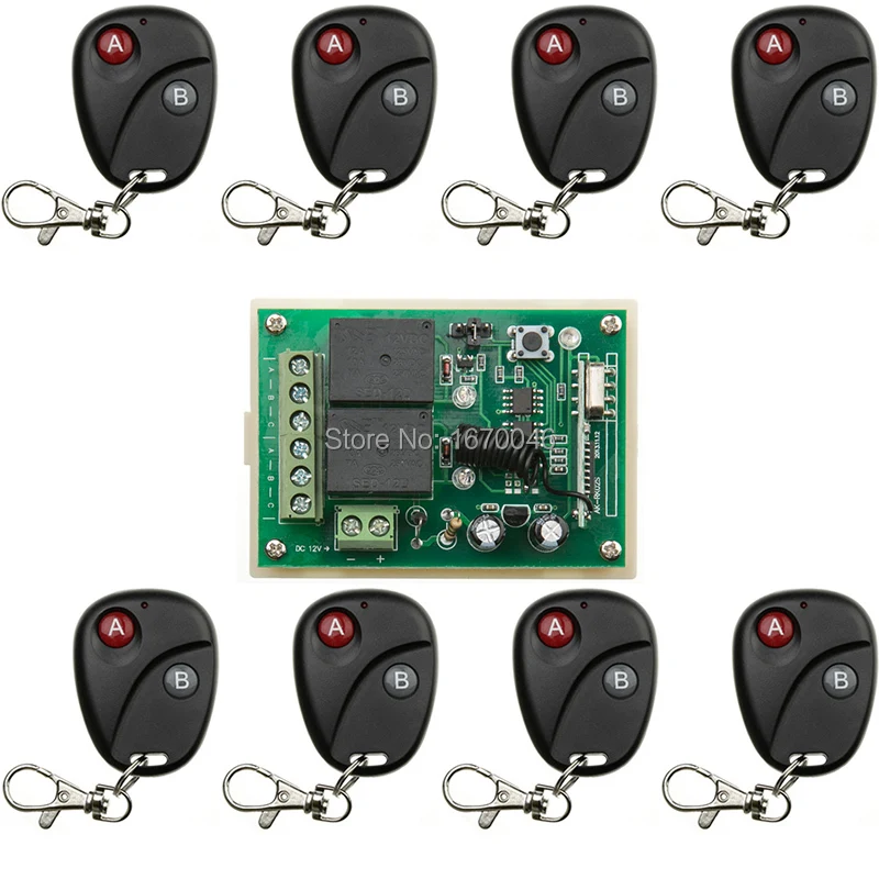

New DC12V 2CH RF Wireless Remote Control Switch System Transmitter with Two-button Receiver for Appliances Gate Garage Door