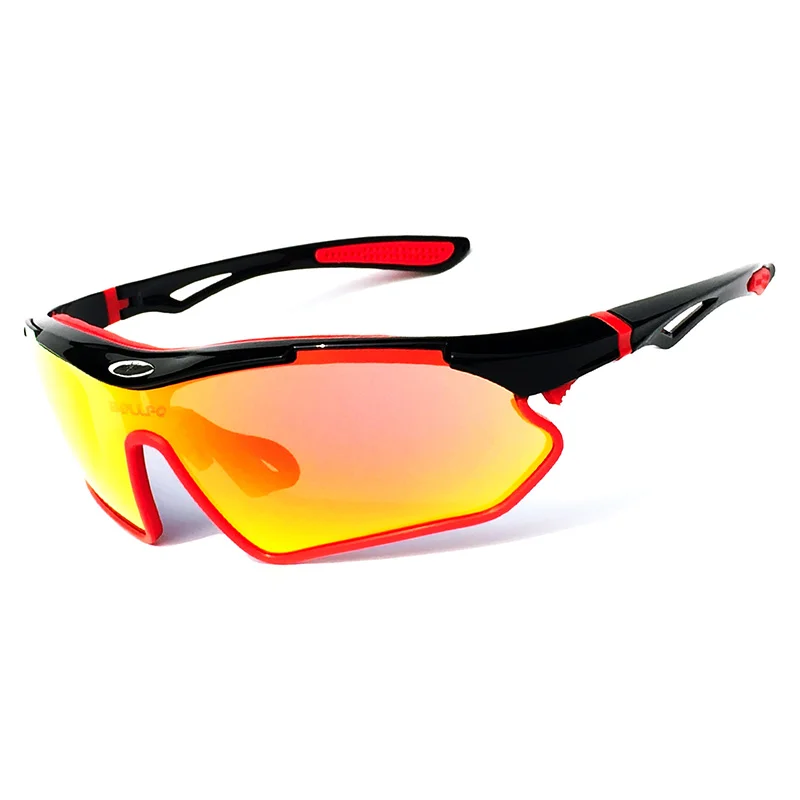 Поляризованные унисекс UV400 велосипедные солнцезащитные очки для мужчин Спорт на открытом воздухе велосипедные очки MTB очки Gafas Ciclismo дорожный велосипед очки - Цвет: Black Red-Red Lens