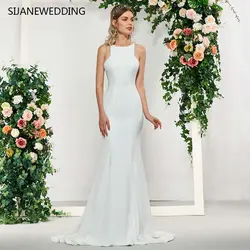 SIJANE Vestido longo свадебное платье Vestido de noiva simples атласное свадебное платье на заказ Русалка платье 0995