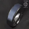 Men's Jewelry Black Tungsten Carbide Ring sea Blue Brushed center wedding Ring Free Shipping ► Photo 3/6