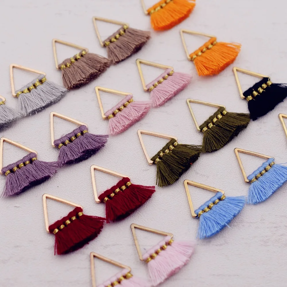 

2pieces 2cm handmade mini triangle Tassels earring Small Tassels for bracelet necklace earrings making jewelry findings charms