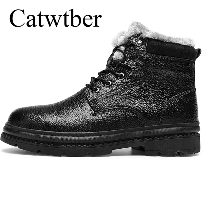 

Catwtber Men Winter Boots Male Ankle Snow Boots Walking Rubber Warm Fur Plush Casual Boot Shoes Chaussure Homme Plus Size 38~48