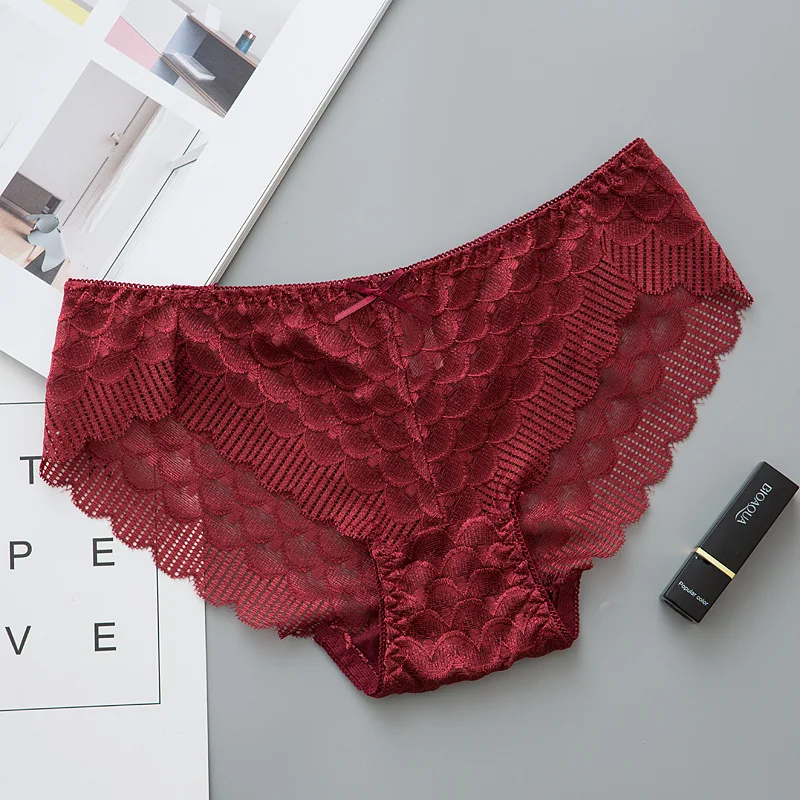 jamular Sexy Women Female Briefs Panties Solid Color Lace Underwear