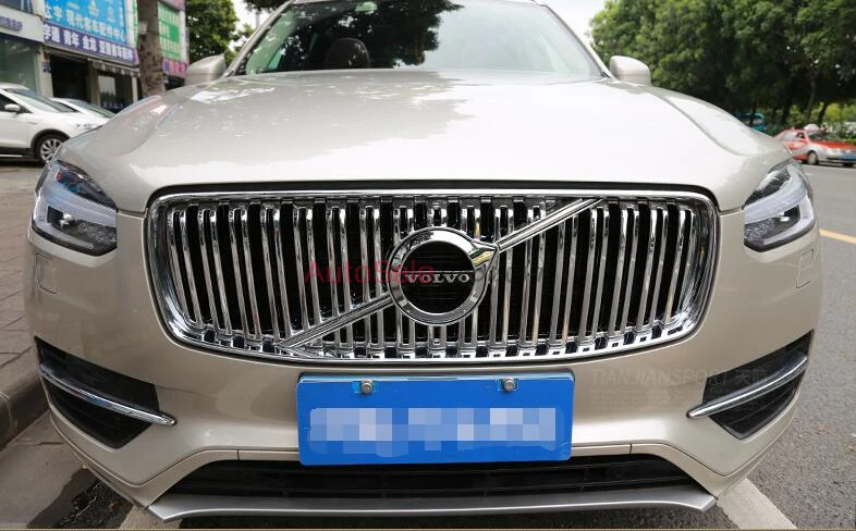 Для VOLVO XC90 2016 2017 ABS хромированный пластиковый передний бампер решетка молдинг