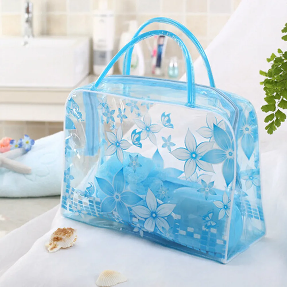 Woman Bags Transparent PVC Flower Waterproof Makeup Toiletry Travel Wash Cosmetic Pouch New kosmetik bag neceser mujer peque o | Багаж и