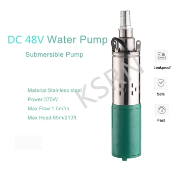 

DC 48V 370W Solar Powered Submersible Water Pump 3in Deep Well Water Pump 213ft Max Head 396GPH, Household & Farm