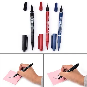 

3 PCS Top Selling Practical Double Hand Marker Pens Waterproof Ink Portable Fine Colour Marker Pen 3 Colors Stationery