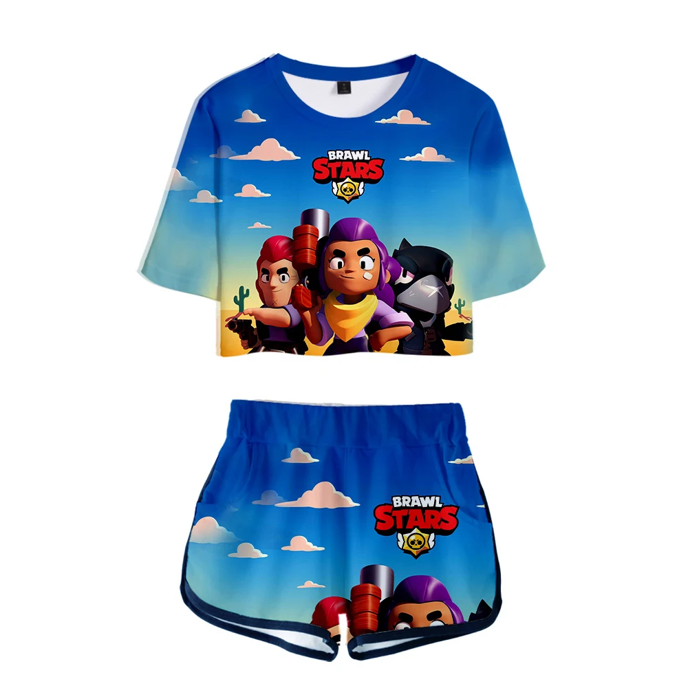 Women Outfits 2 Piece Women SETS BRAWL STARS Outfit 3D Print T-Shirt Women