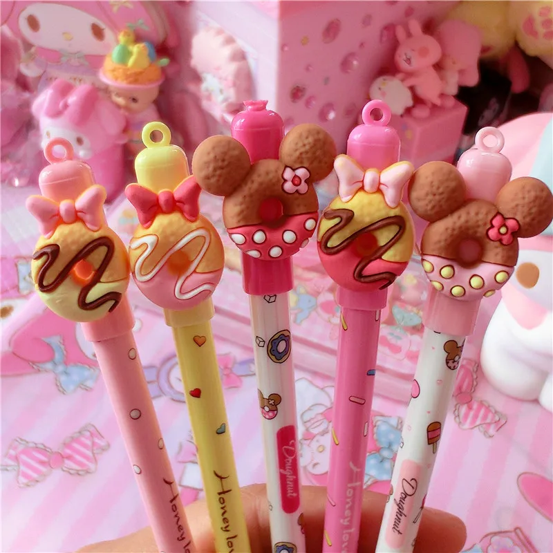 

0.5mm Cute Kawaii Chocolate Donut Bow Erasable Gel Pens Erasable Blue Ink Pen For Kids School Stationery Girls Student Gifts