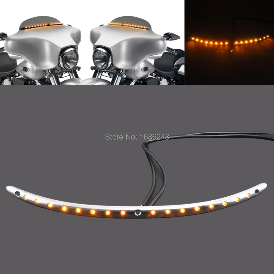 Motorcycle Windshield Trim With Turn signal LED Light Fits For Harley