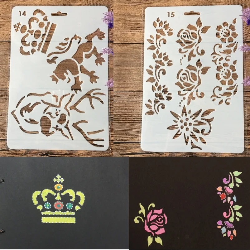 

2Pcs 27cm Crown Rose Flower DIY Craft Layering Stencils Painting Scrapbooking Stamping Embossing Album Paper Template
