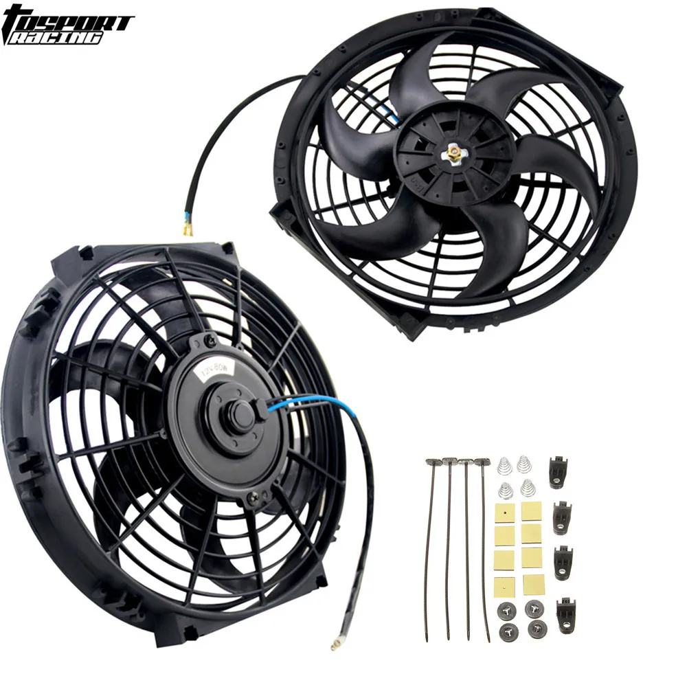 

Universal Slim 10" Motor Engine Radiator Oil Cooler Cooling Electric Pull Push Fan Blades Radiator Electric Fan 12V 80W With mou