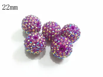 

Wholesale ! 22mm 100pcs/lot Neon Dark Purple AB Resin Rhinestone Beads