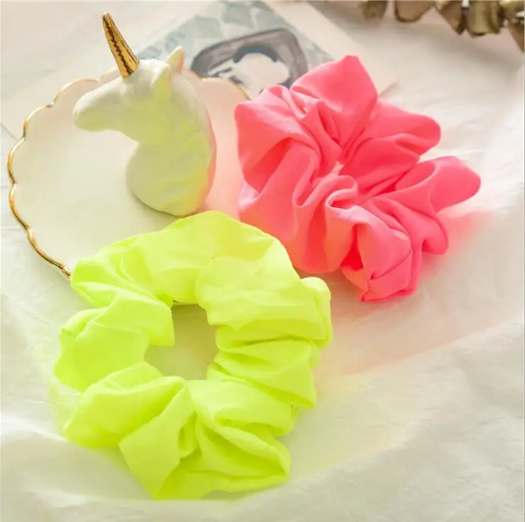 New arrival Fashion summer women Neon color hair scrunchies girl's Fluorescent Ponytail Holder Hair bands Accessories