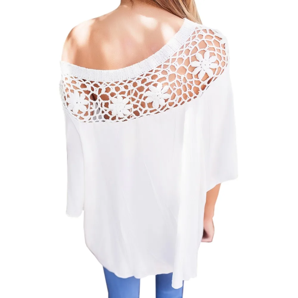 

Sexy T -Shirt Women Summer Sping Shirts Sexy Patchwork Lace Tops Casual Tshirt Hollow Out Solid Loose Femme T Shirts 2018 Gv817