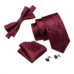 Новый Барри. Ван 100% шелк красный Пейсли бабочкой 8,5 см галстуки для Для мужчин свадебные Жених Регулируемый платок с изображением бабочек