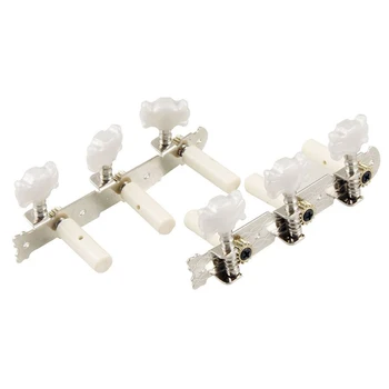 

Pair of Beige, Silver Gray Classical Guitar Assembling Tuners Tuning Pegs Machine Head Keys