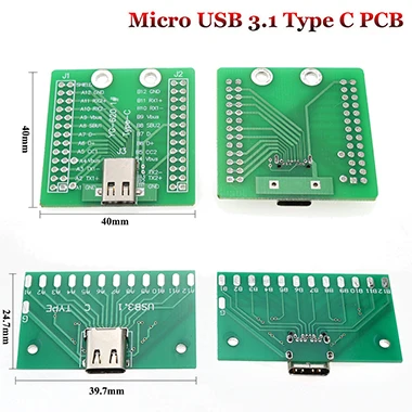 Юйси 1 шт. Micro USB 3,1 C Тип гнездовой разъем 24Pin с печатной платой тест мужской разъем для передачи данных