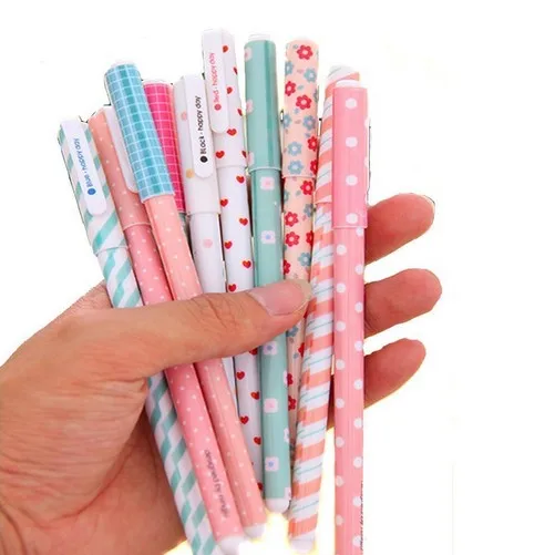 

10 x New Cute Cartoon Colorful Fresh Stripe Gel Pen Set Kawaii Korean Stationery Creative Gift School Supplies SJ04