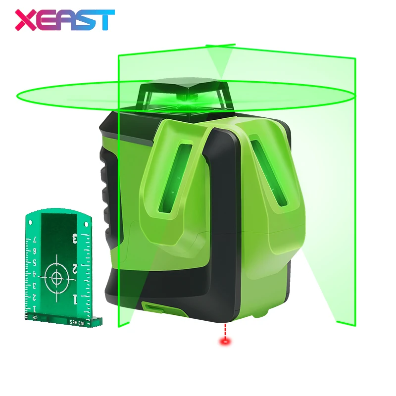 

XEAST Green Beam Cross Laser Level 360-Degree Horizontal Two Vertical Lines plus Plumb Point Self-Leveling Alignment Multi Line