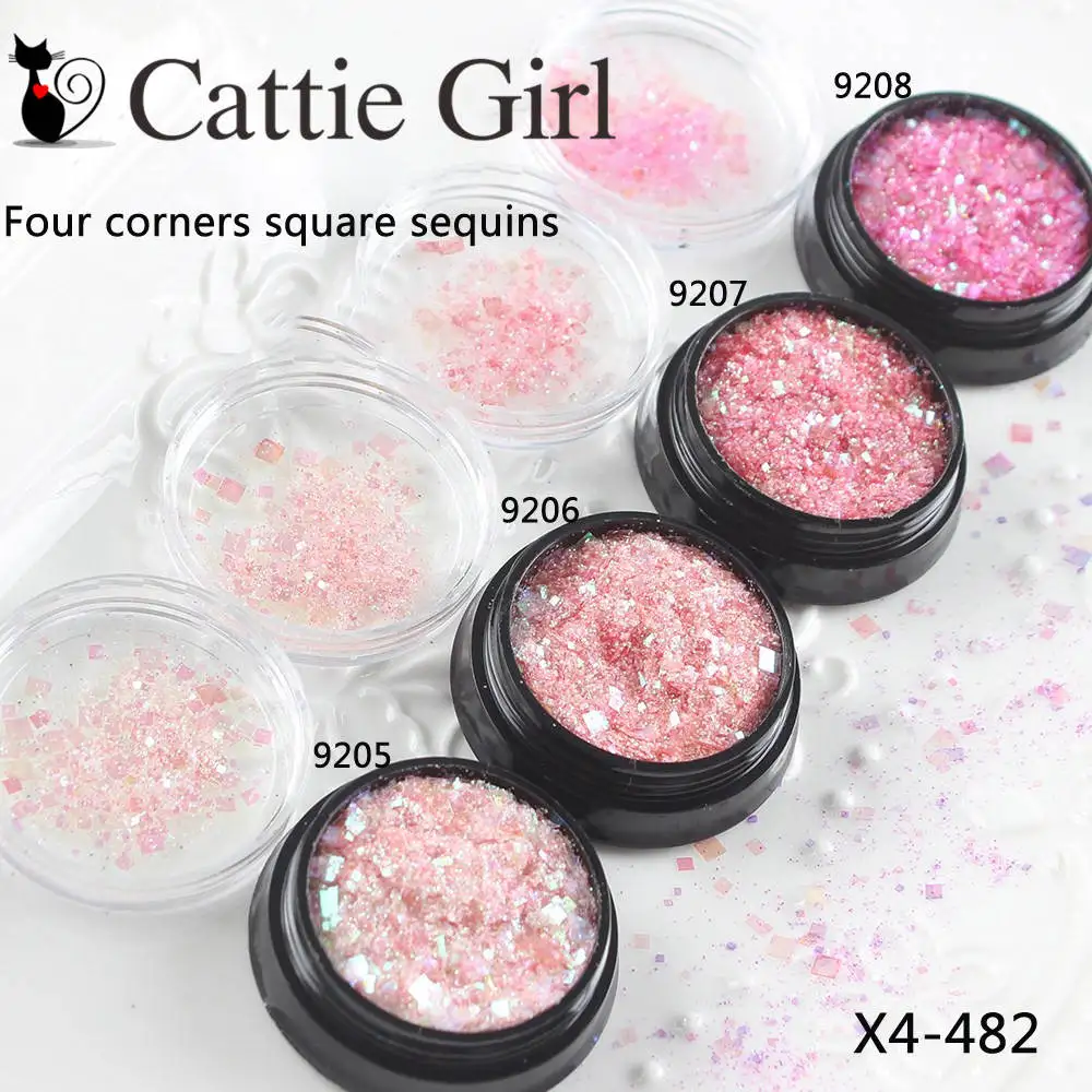 

1box 1+2+3mm Four Corners Square Sequins+Mix Glitter Nail Glitter Makeup Glitter Nail Art Powder Dust Nail Decorations