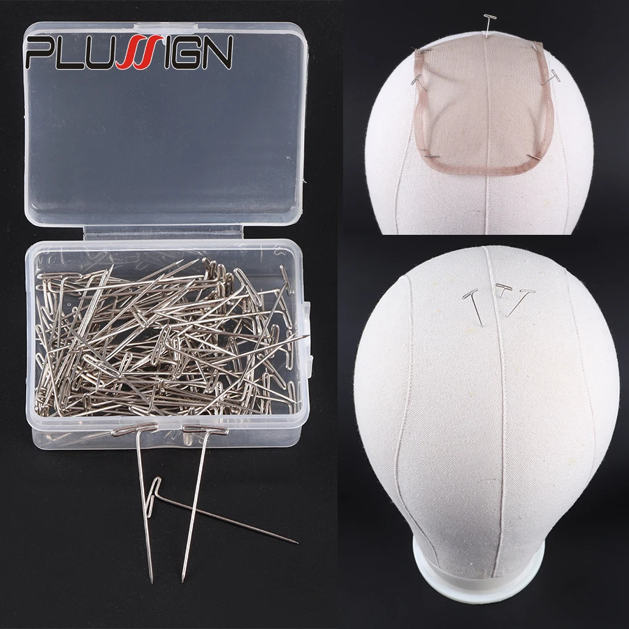 T Pins For Wigs 100 Pieces Stainless Steel T-Pins, 38Mm/1.5Inch For Blocking Knitting Modelling And Crafts 1 Plastic Box