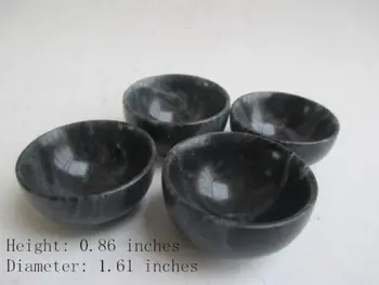 

Chinese hand carved black jade four small bowl.4 items cups