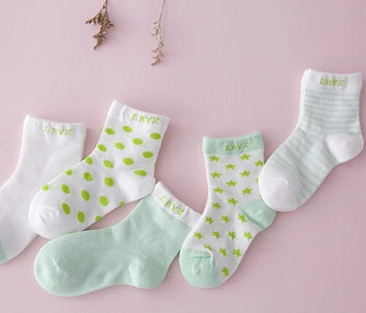 10 шт./лот = 5 пар; хлопковые носки для новорожденных; короткие носки для девочек и мальчиков; полосатые носки в горошек для малышей - Цвет: Армейский зеленый