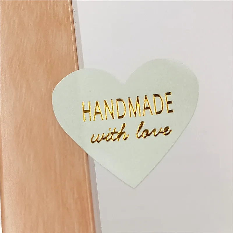 100 шт "Hand made with Love" крафт-бумага Золотое Тиснение печать наклейки s для изделий ручной работы DIY хлебобулочная маркировочная клейкая этикетка