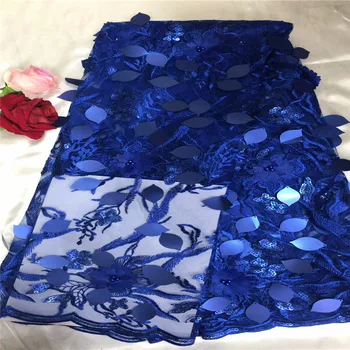 

African Lace Fabric With Appliques For Party Dress High Quality Embroidery 3D Flowers Nigerian Lace Fabric tulle lace bh81-24