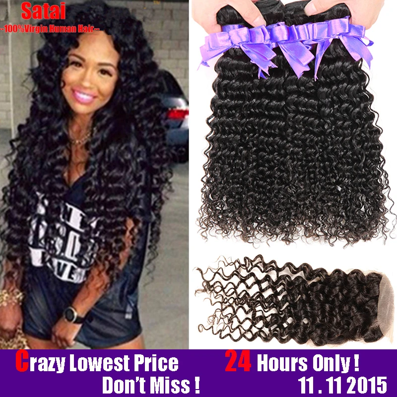 

Brazilian Deep Wave With Closure 4 Bundles Human Hair Extension With 1Pc Lace Closure 8A Brazilian Virgin Hair With Closure