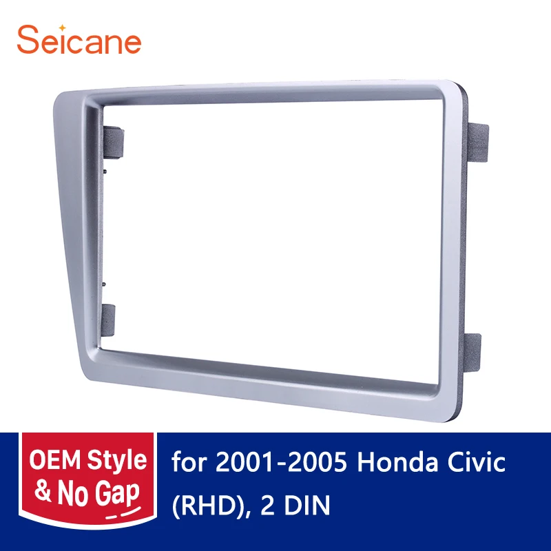 Seicane 2 din Серебро 173*98 178*100 178*102 мм Автомобильный DVD Радио рамка лицевой панели Панель комплект для 2001 2002 2003 2004 2005 Honda Civic RHD