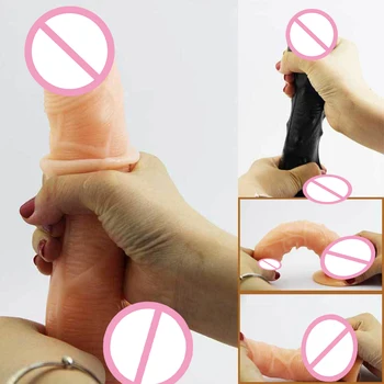 Dildo Realistic Big Silicone Flexible Penis Dick Suction Cup Huge Dildo Cock Sex Product Sex Toy For Women Spartacus Cyber Skin black wolf 3 size realistic big dildos black flesh brown dildo sex product flexible huge penis and strong suction cup sex toys