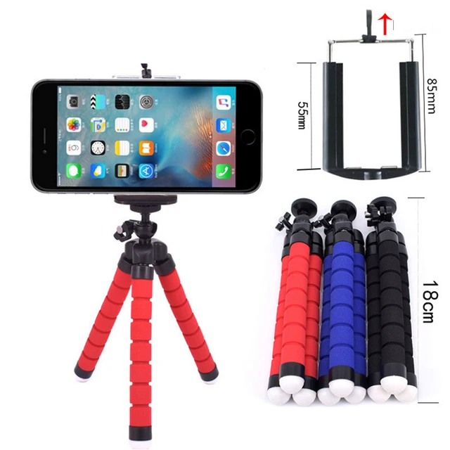 DIFFRBEAUTY Mini Portable Flexible Sponge Octopus Tripod Stand Mount With Holder For Phone Action Camera and Camcorder/redmi 3s