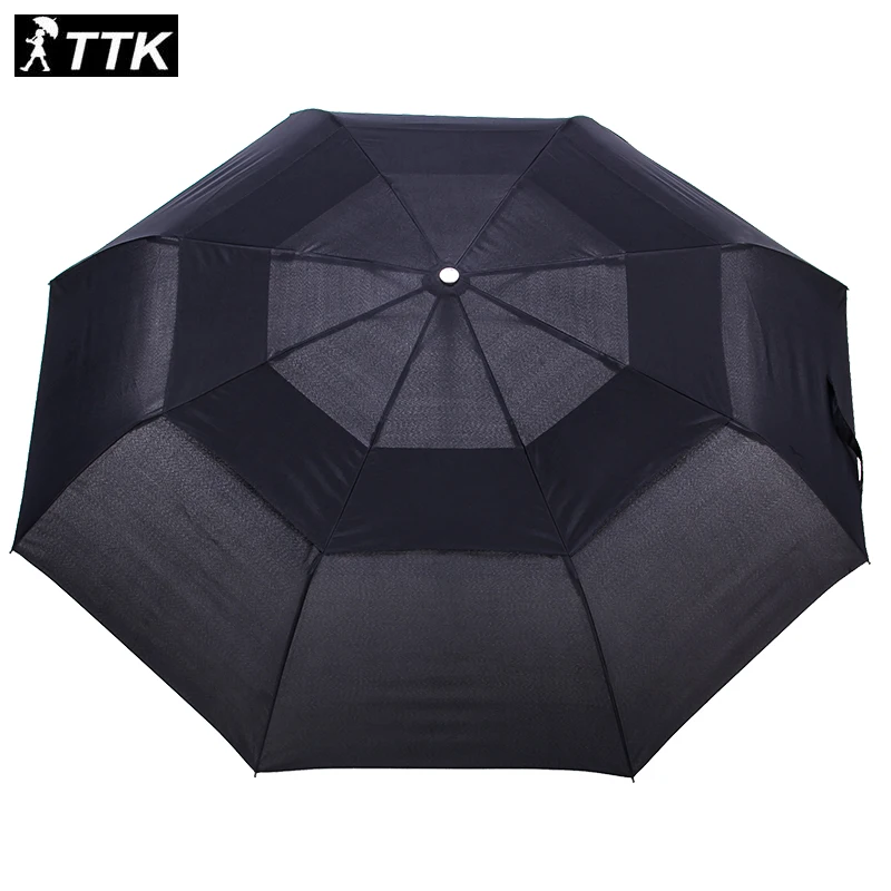 Одежда высшего качества большие люди деревянной ручкой сильное автоматическое Зонты ветра Мужской черный три складной зонтик дождь зонтик