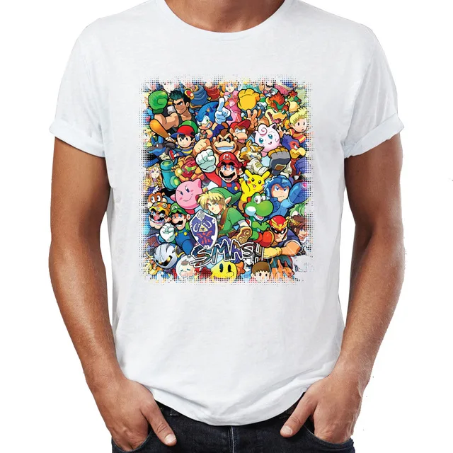 

Men's T Shirt Super Smash Bros Mario Link Star Fox Megaman Funny Gaming Tee