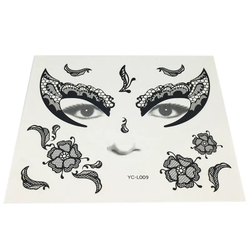 Mysterious Cosplay Halloween Frontal Horn Sticker Black Flower Face Hollow Out Lace Corner Of The Eye Tattoo Subsidies