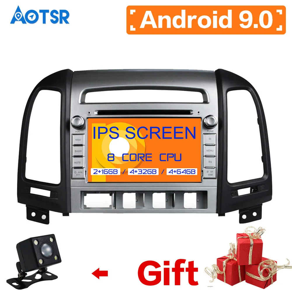 DSP IPS Android 9 0 4 Гб + 64 автомобильный навигационный dvd-плеер для Hyundai Santa Fe 2006-2011