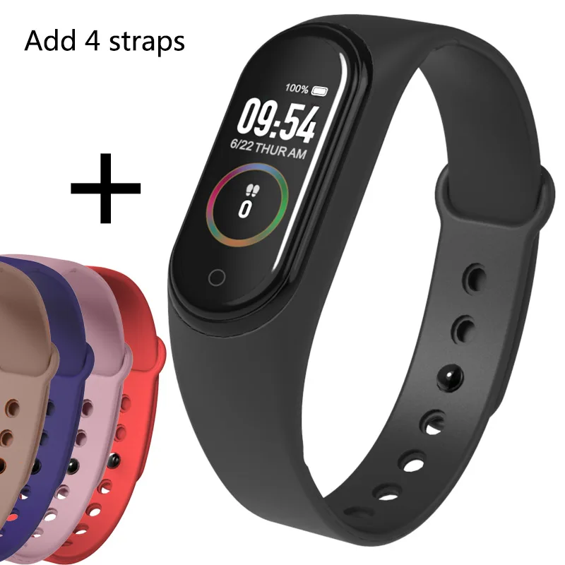 Smart Bracelet IP67 Waterproof Fitness Tracker Band Blood Pressure Heart Rate Monito Sleep monitoring Smart Wristband - Цвет: M4C add 4 straps