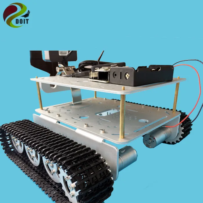 

ESP8266 RC WiFi Video Control TD200 Double Crawler Tank Chassis with Nodemcu Development Board+ Motor Drive board by Phone