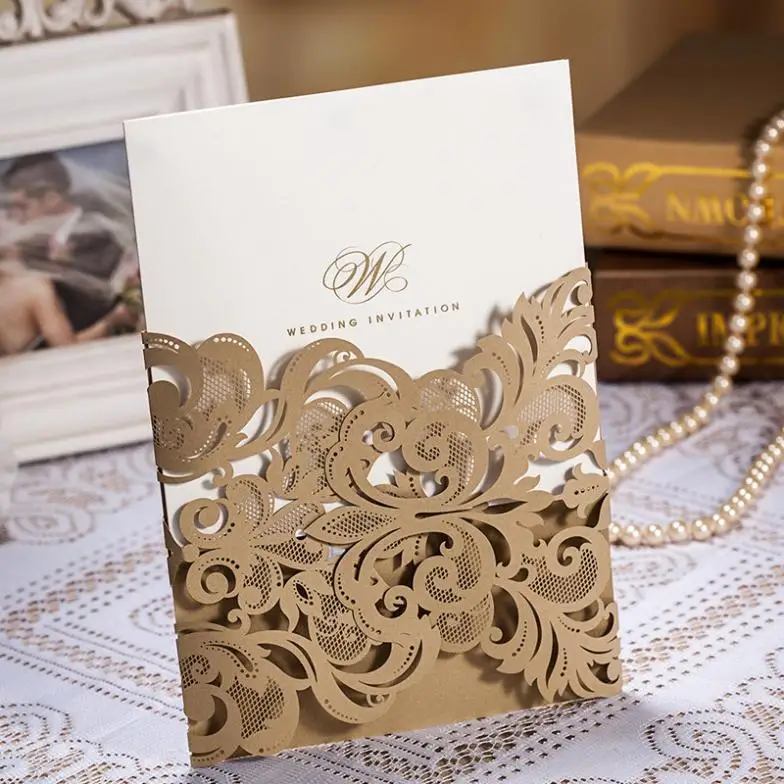 30pcs Lot 2017 Wedding Invitations Card Vintage Delicate Design 30pcs Lot 2017 Wedding Invitations Card Vintage Delicate Design Accessories Gold Color Laser Cut Invitation In Cards From Home