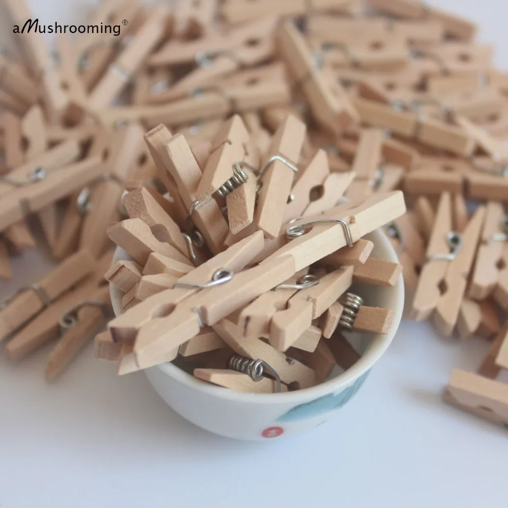 Wholesale Natural Wood Mini Clothes Pegs Clothespins Baby Shower
