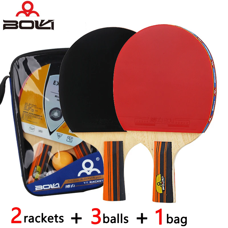 2pcs Poplar Wood Tabla Tennis Racket 3 balls Professional Training