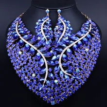 Regalo nupcial Nigeriano Boda Perlas Africanas Joyería Conjunto Moda Dubai Conjuntos de Joyas de Cristal Diseño de Vestuario Collar Grande